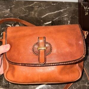 Valentina Rich Brown Leather Shoulder Bag